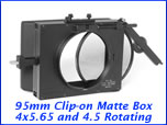 Clip-On Matte Box 95mm fronts Arri Ultra primes Canon Zooms Etc. Adapt To Any <. 4x5.65 2 Stage, 4.5 Rotating For Pola etc.